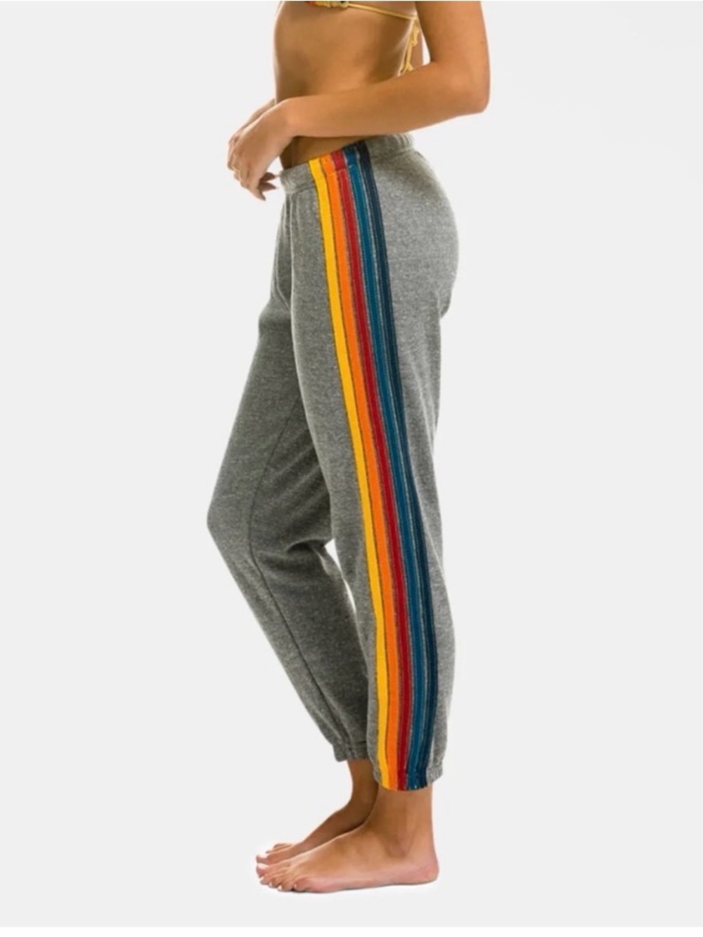 Aviator Nation Gray Sweatpants with Rainbow Side Stripes